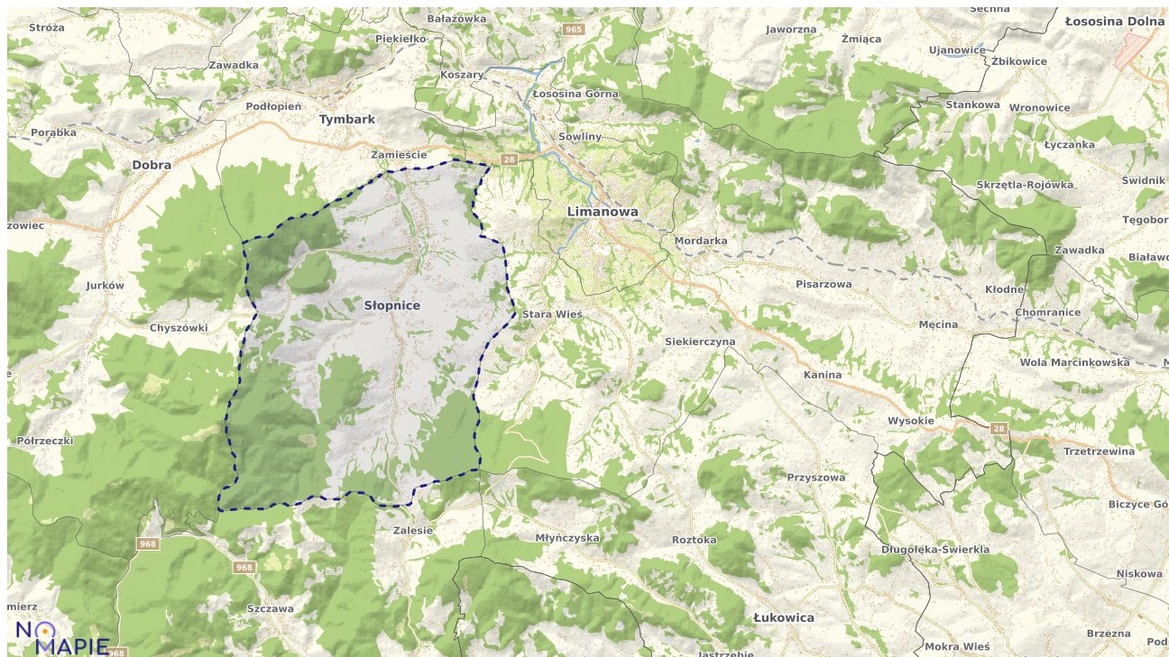 Mapa obszarów ochrony przyrody Słopnic